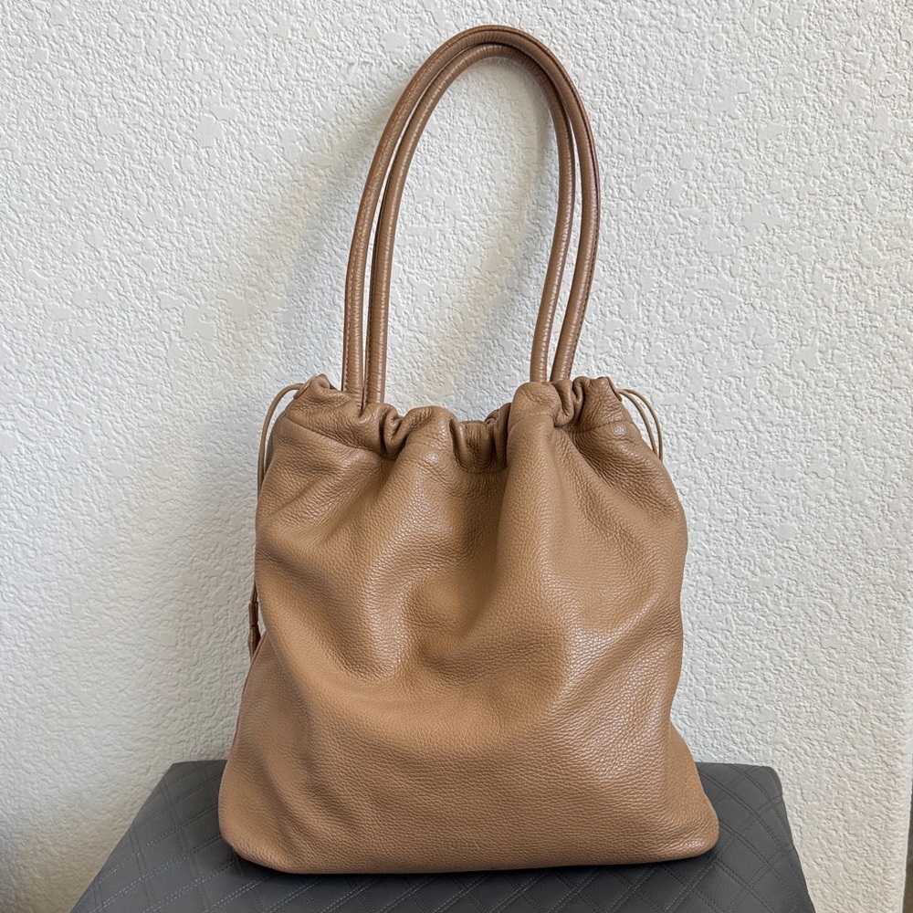 Furla Tan Leather Tote Convertible Bucket Bag